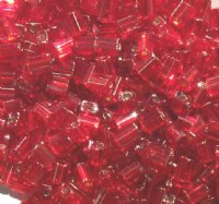 50g 5x4x2mm Red Silver Lined Tile Beads